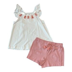 Dylan & Abby White Top and Pink Shorts Set